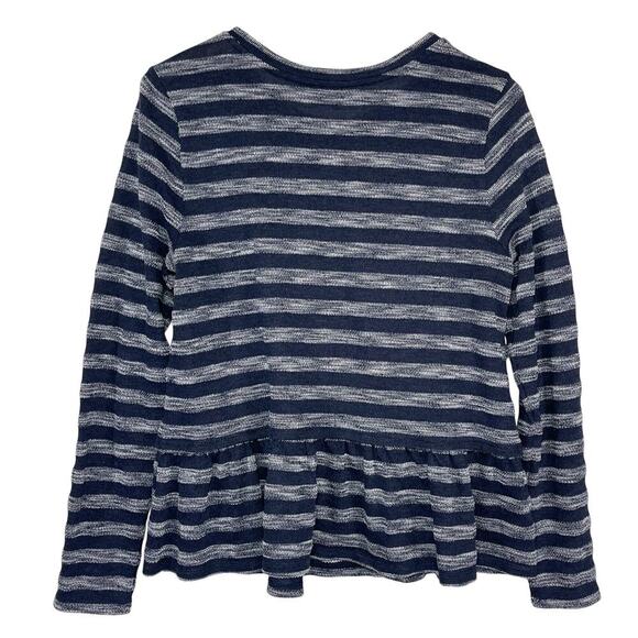 ANTHROPOLOGIE Postmark Women’s Blue Striped Pullover Peplum Knit Top - Picture 4 of 4
